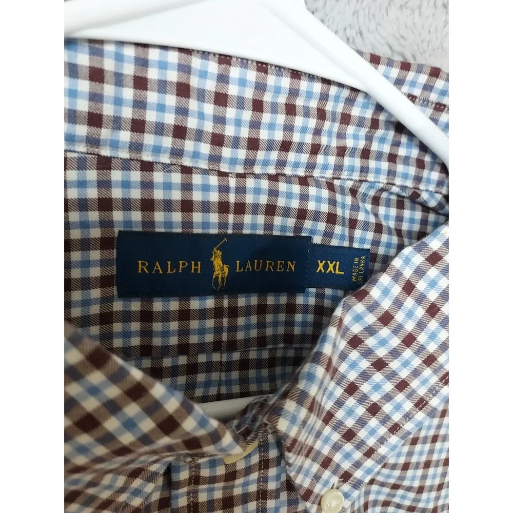 NEW Polo Ralph Lauren Shirt Mens XXL Gingham Plaid Long Sleeve Lightweight 2XL